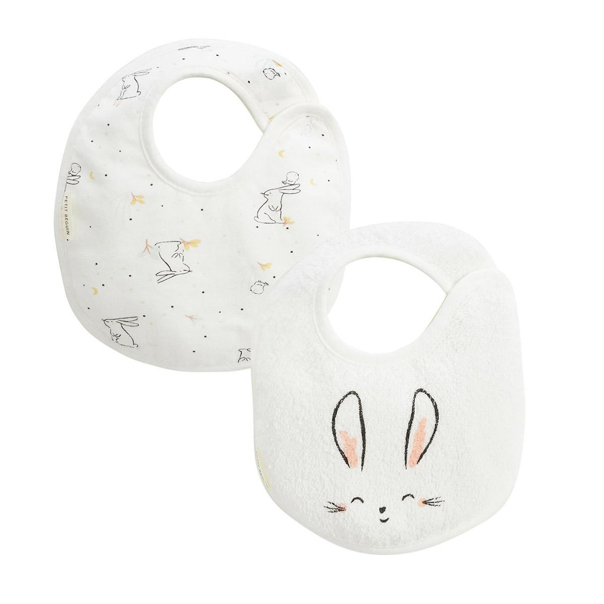 Petit Béguin Lot de 2 bavoirs bébé Hello Baby