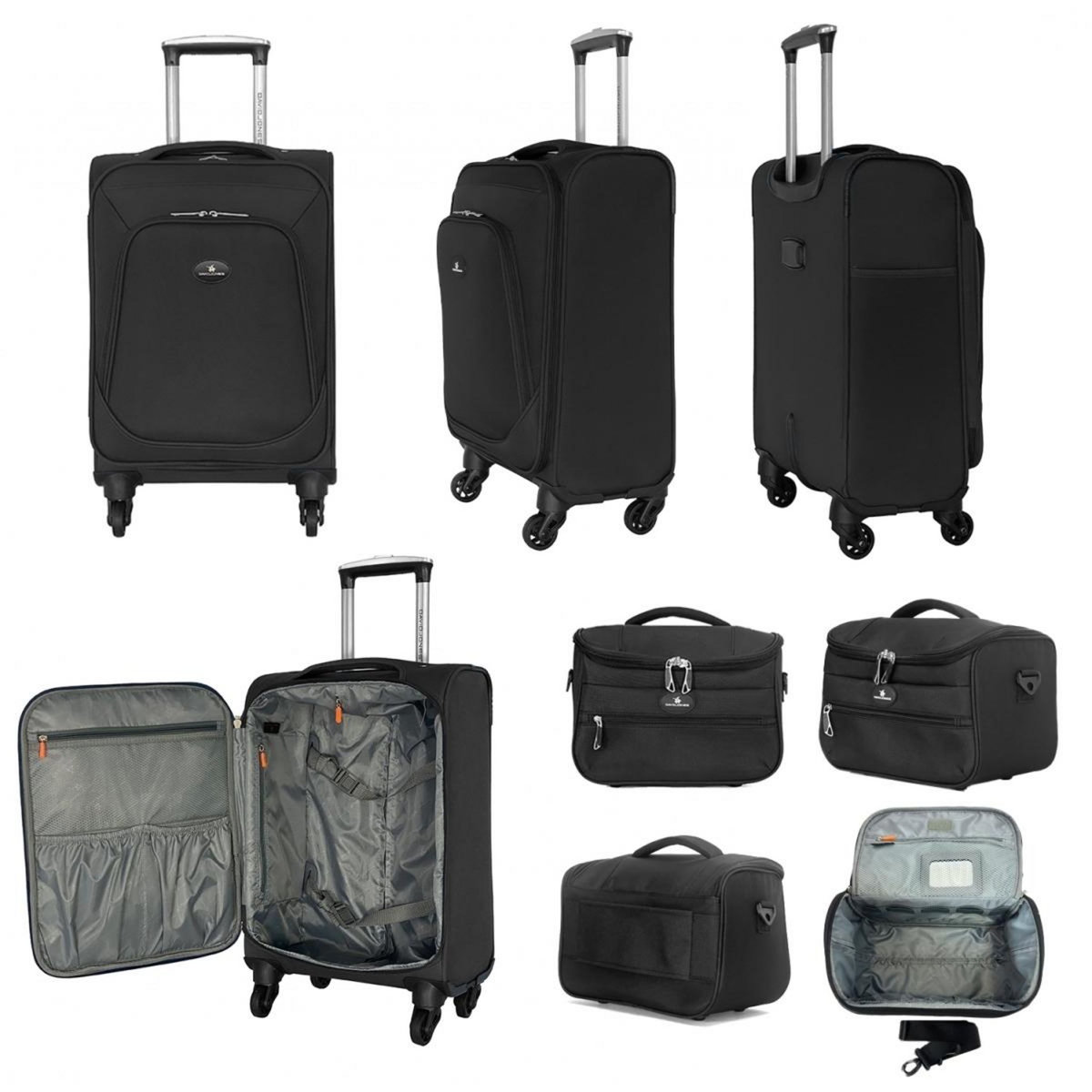 David Jones Lot de 3 valises souples plus 1 vanity