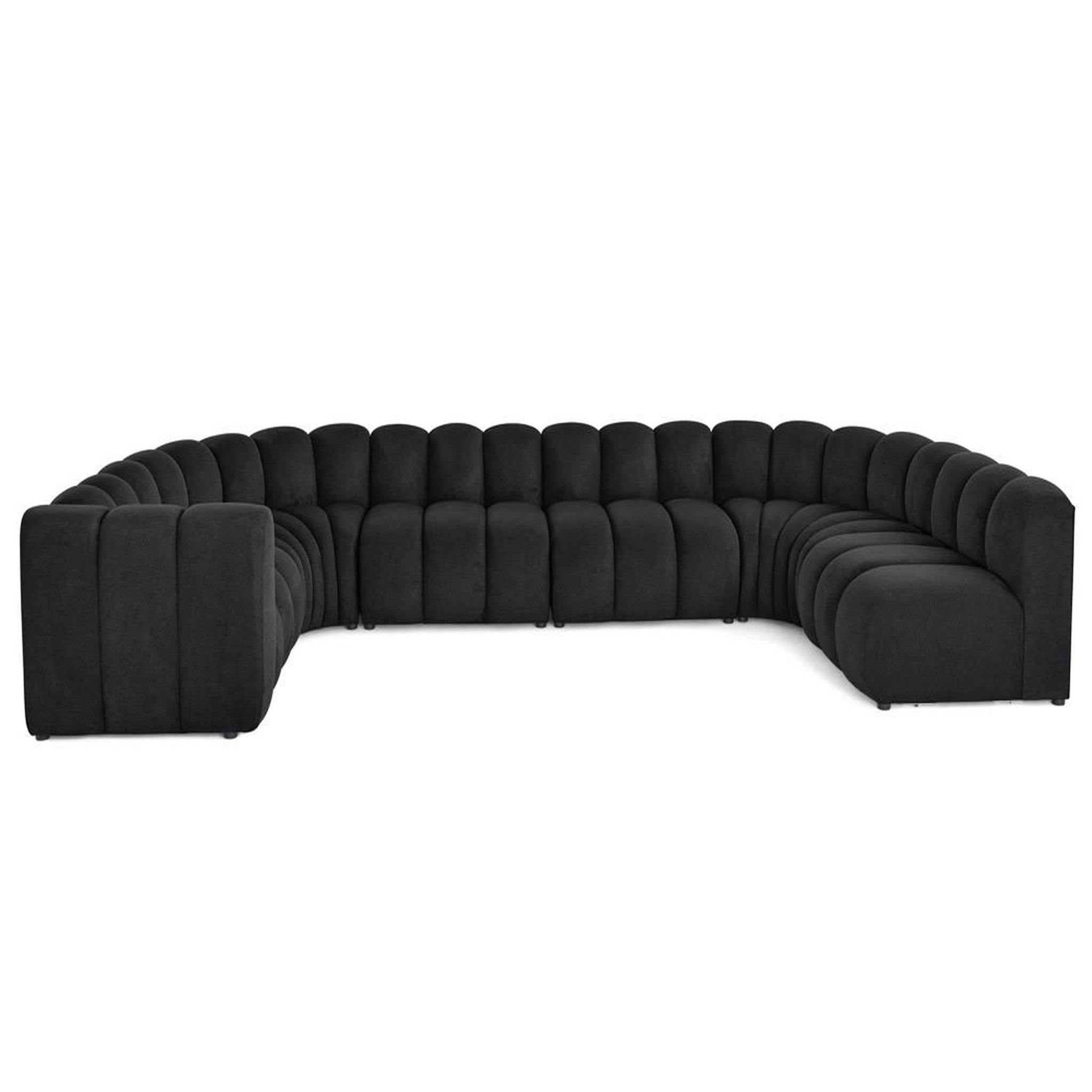 Voir la diapositive 1 : LISA DESIGN Debbie - canapé modulable panoramique d'angle droit 7 places en tissu texturé