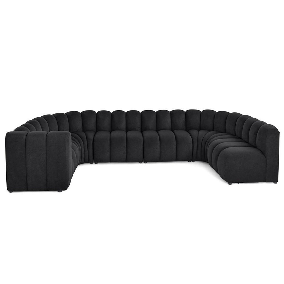 LISA DESIGN Debbie - canapé modulable panoramique d'angle droit 7 places en tissu texturé