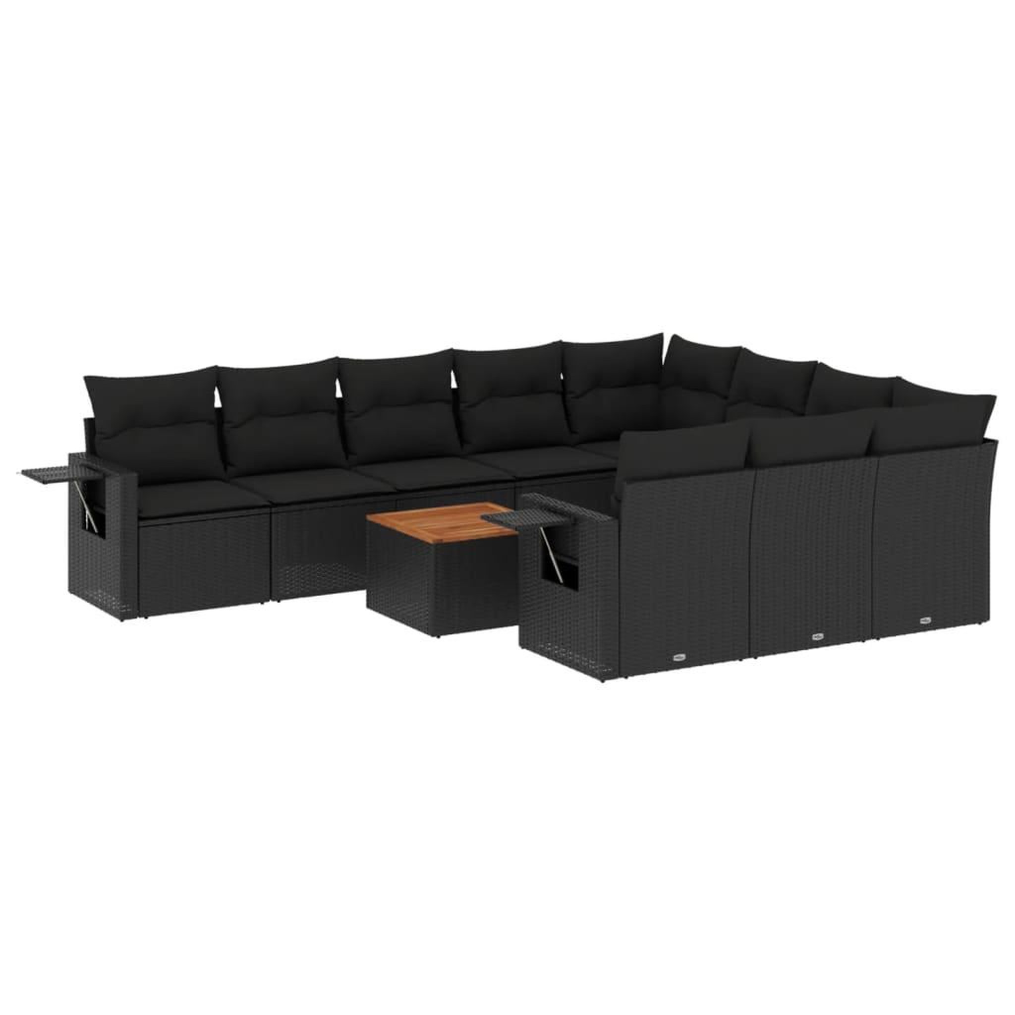 Voir la diapositive 2 : VIDAXL Salon de jardin 11 pcs avec coussins noir resine tressee