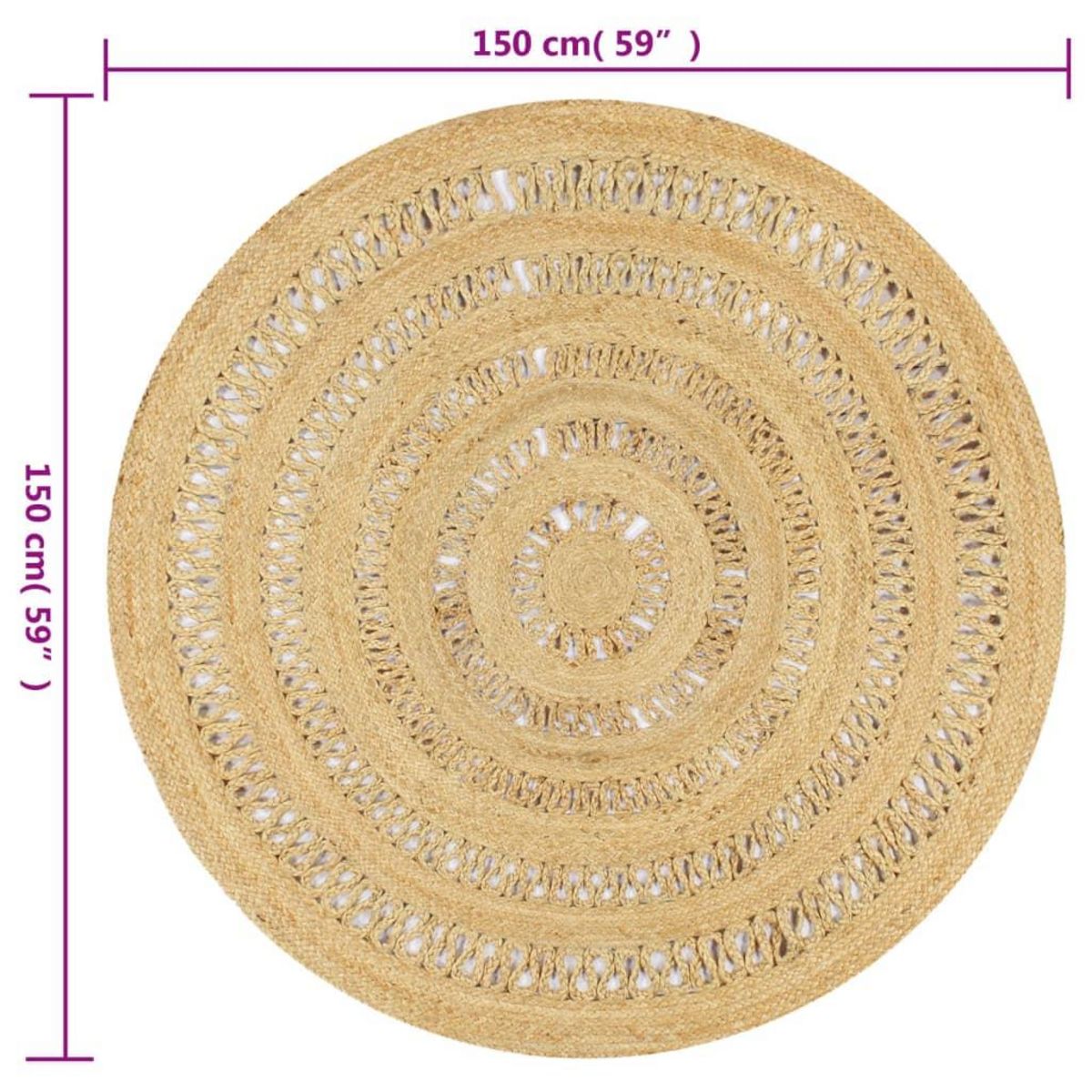 VIDAXL Tapis fait a la main Jute tressee 150 cm