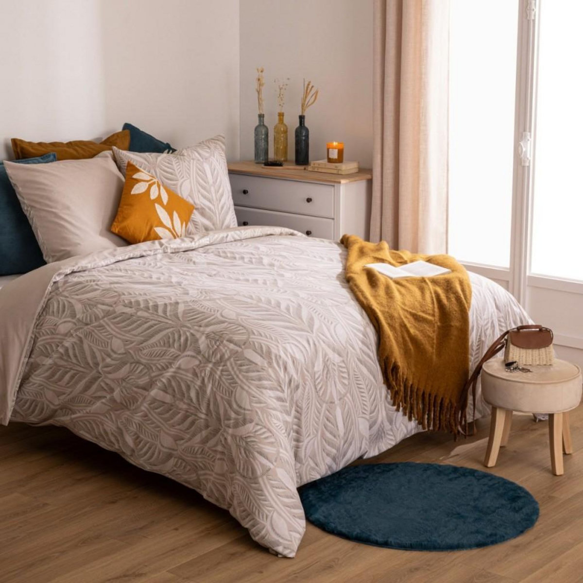 ATMOSPHERA Housse de couette 260x240 NAHL + 2 taies 100% coton 57 fils