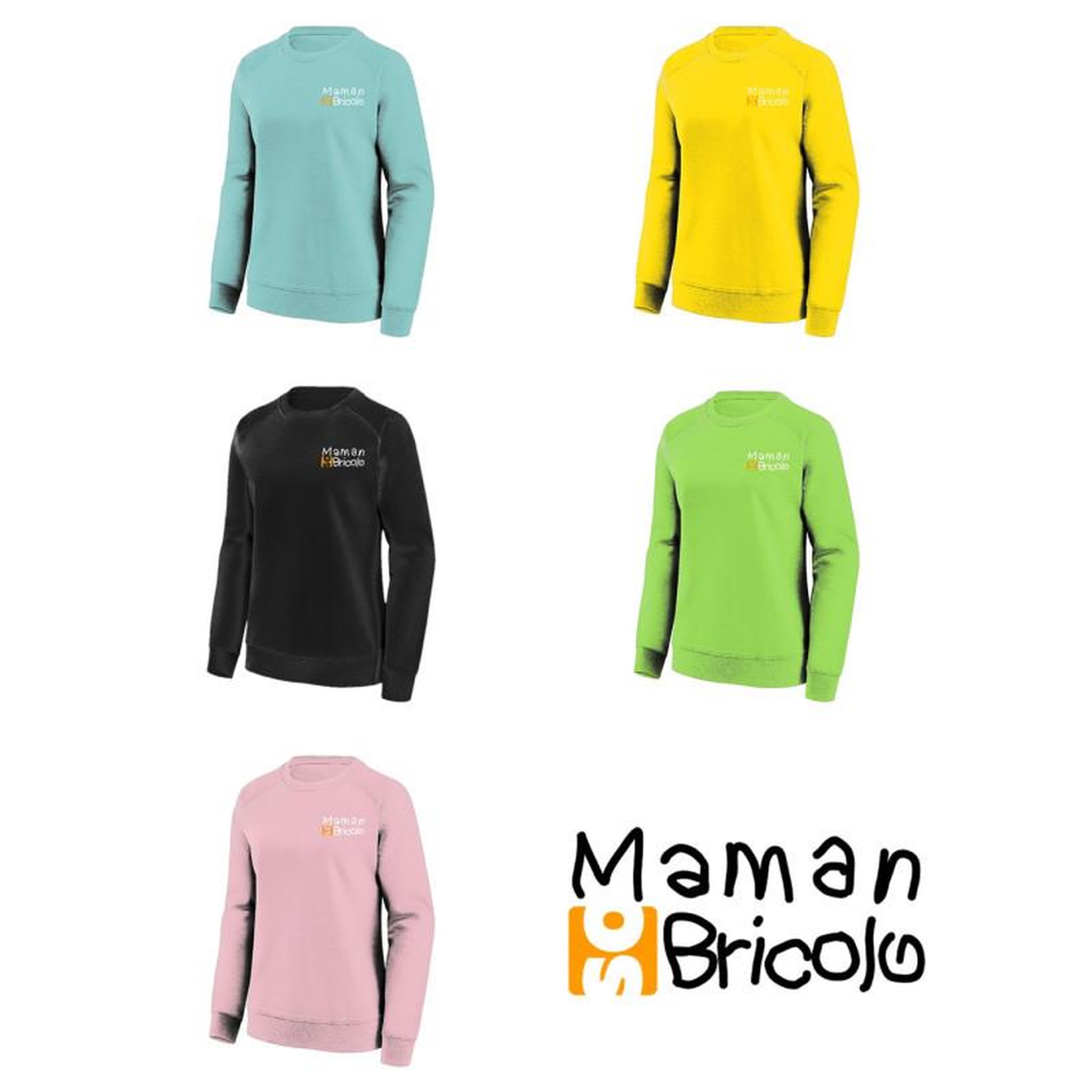 NOTRE SELECTION Sweat col rond Maman Sobricolo turquoise clair TS SWJH030PES