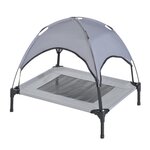 PAWHUT Lit pour chien chat sur pieds lit de camp lit surélevé rafraîchissant velum anti-UV Oxford micro-perforé parasol et sac de transport inclus dim. 61L x 46l x 61H cm gris noir