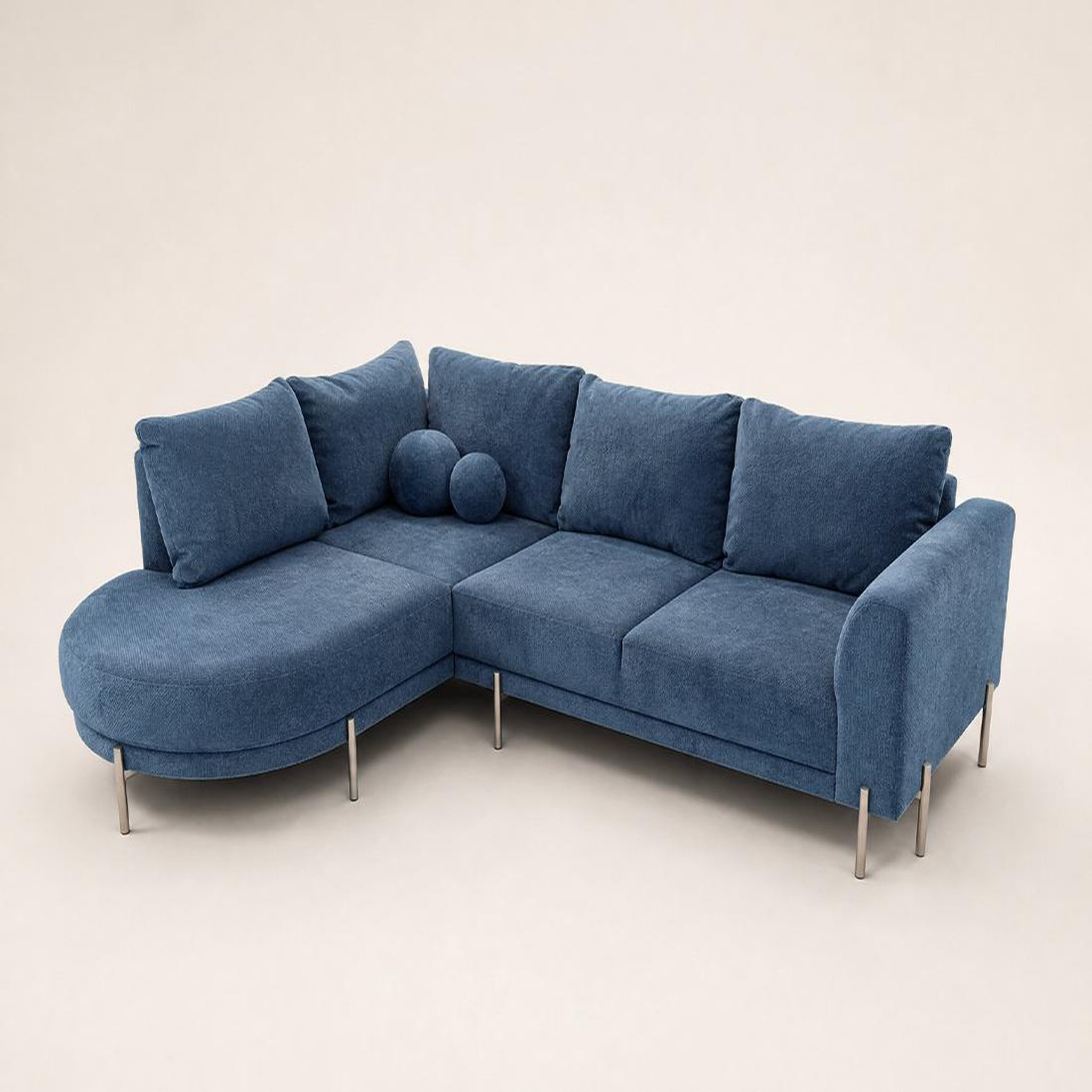 Voir la diapositive 3 : BEST MOBILIER Gabin - canapé d'angle gauche 5 places en velours texturé