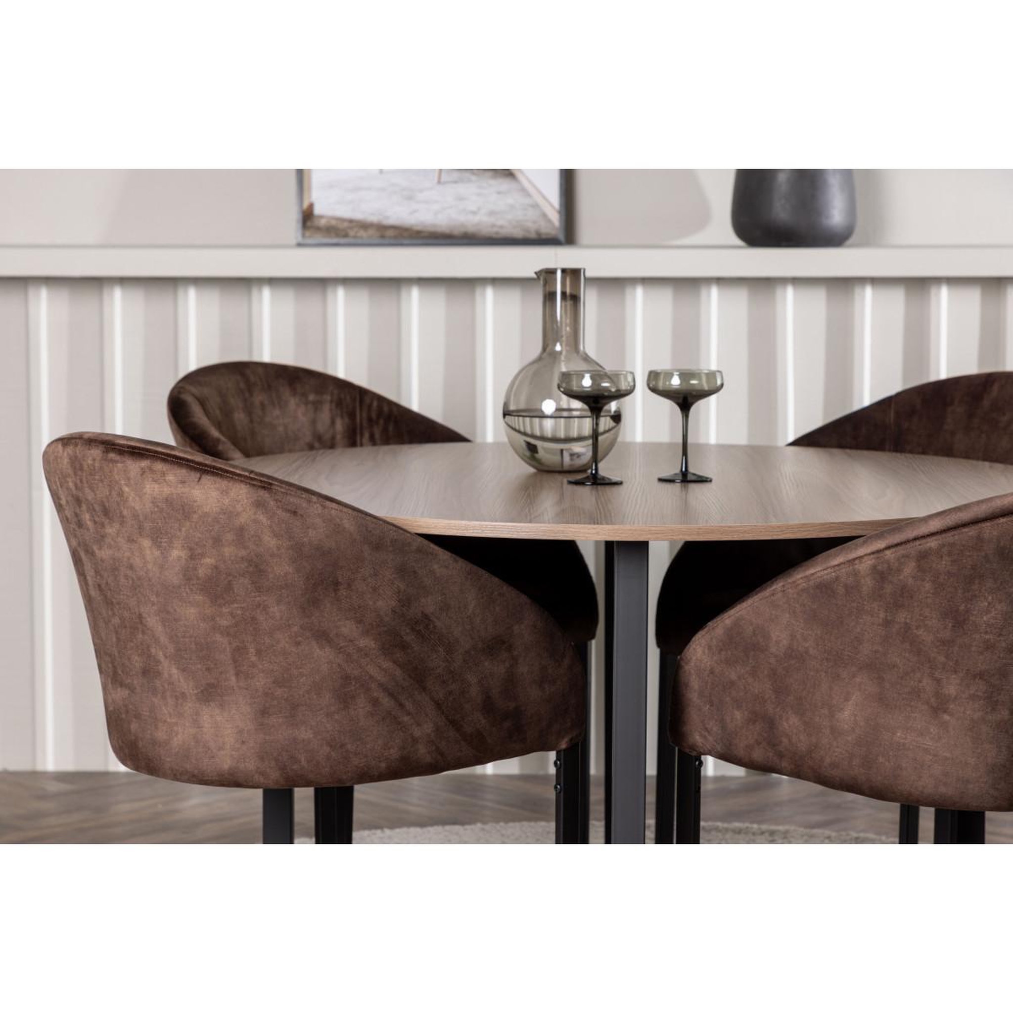Voir la diapositive 4 : Paris Prix Ensemble table à manger & 4 chaises  durango & evening  120cm noyer & marron