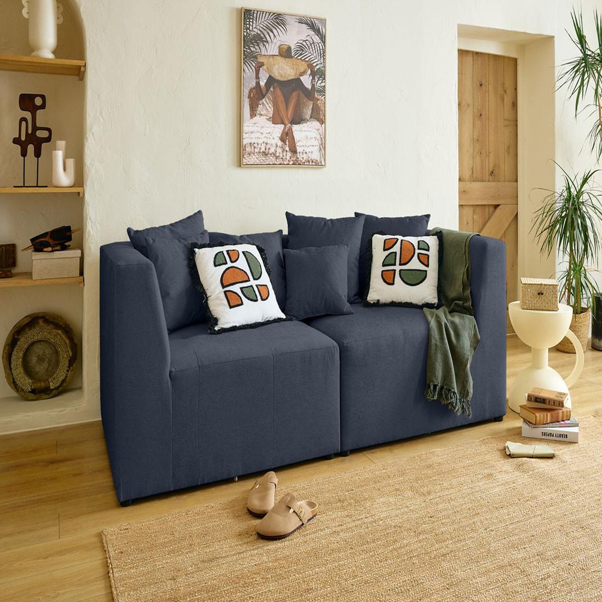 Voir la diapositive 2 : BEST MOBILIER Amalfi - module d'angle réversible - en tissu
