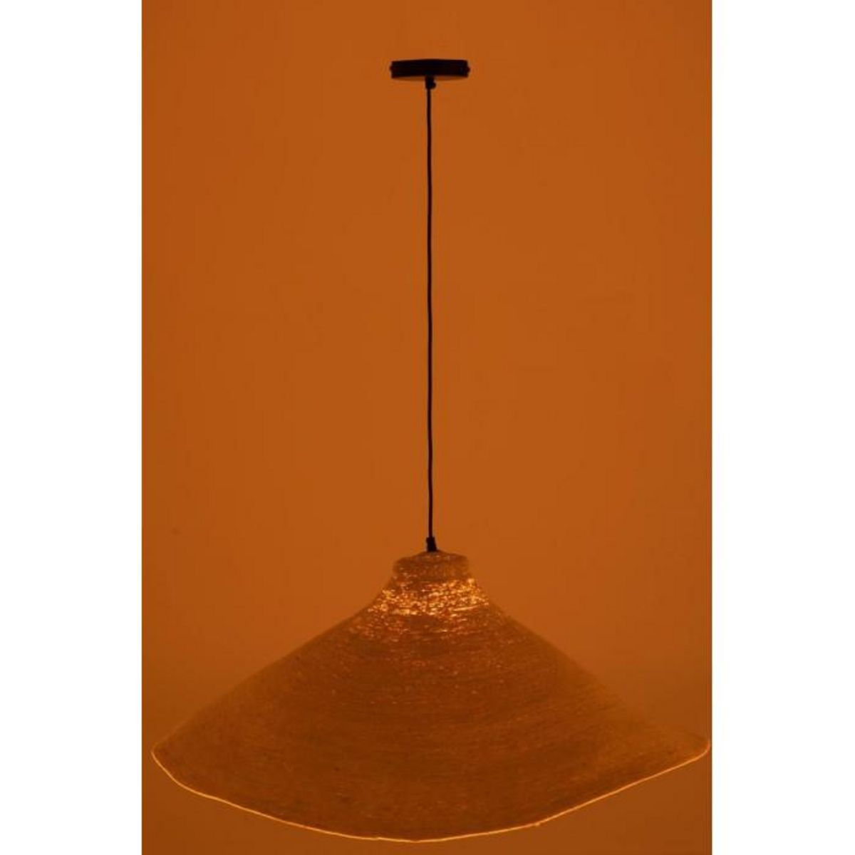 Paris Prix Lampe Suspension en Jonc  Cône  82cm Blanc