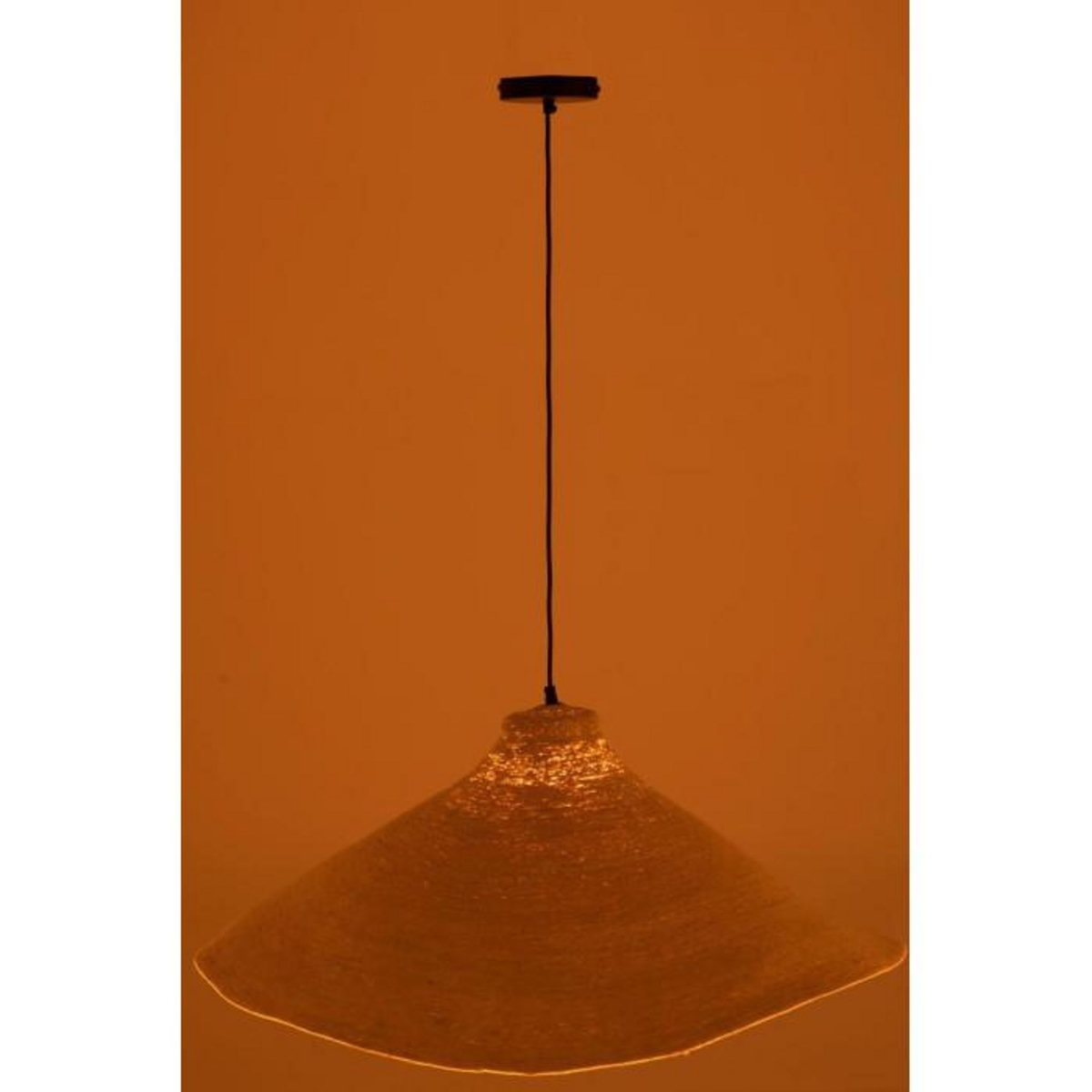 Paris Prix Lampe Suspension en Jonc  Cône  82cm Blanc