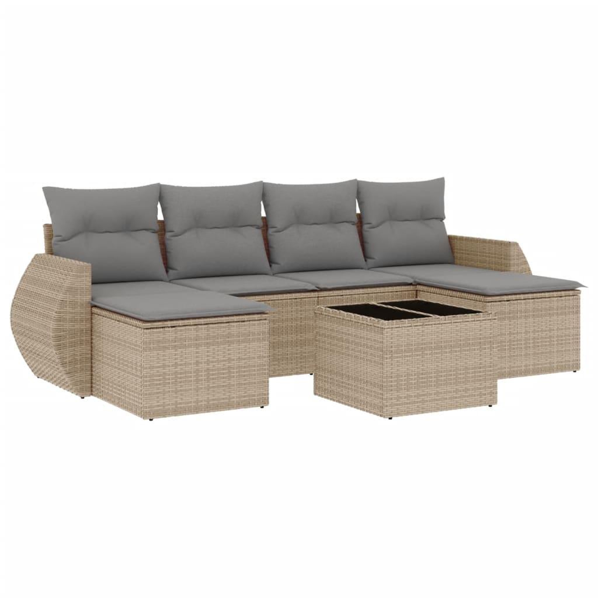Voir la diapositive 2 : VIDAXL Salon de jardin avec coussins 7 pcs beige resine tressee