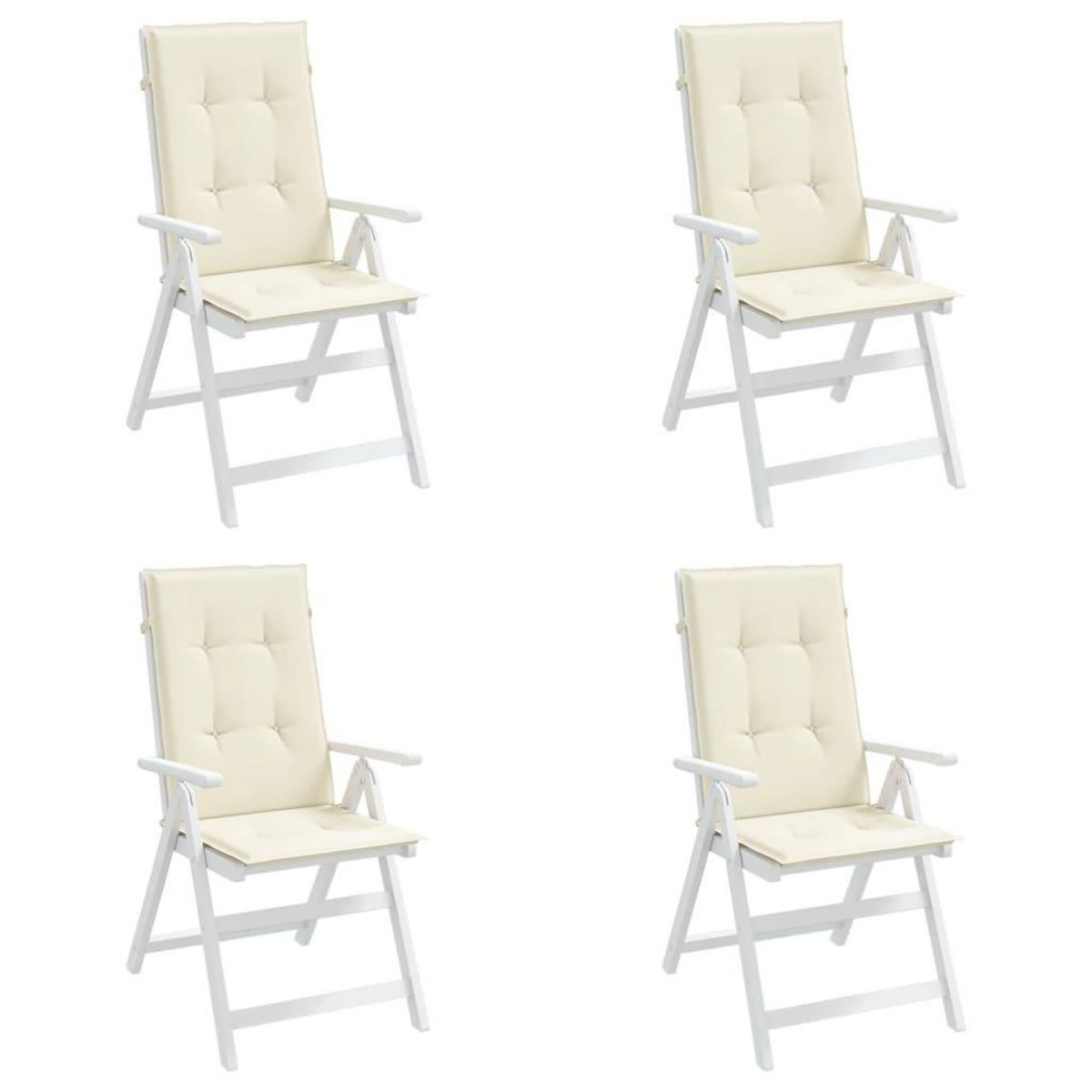 VIDAXL Coussins de chaise de jardin dossier haut lot de 4 creme tissu