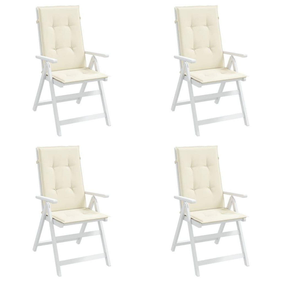 VIDAXL Coussins de chaise de jardin dossier haut lot de 4 creme tissu