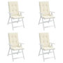 Voir la diapositive 4 : VIDAXL Coussins de chaise de jardin dossier haut lot de 4 creme tissu