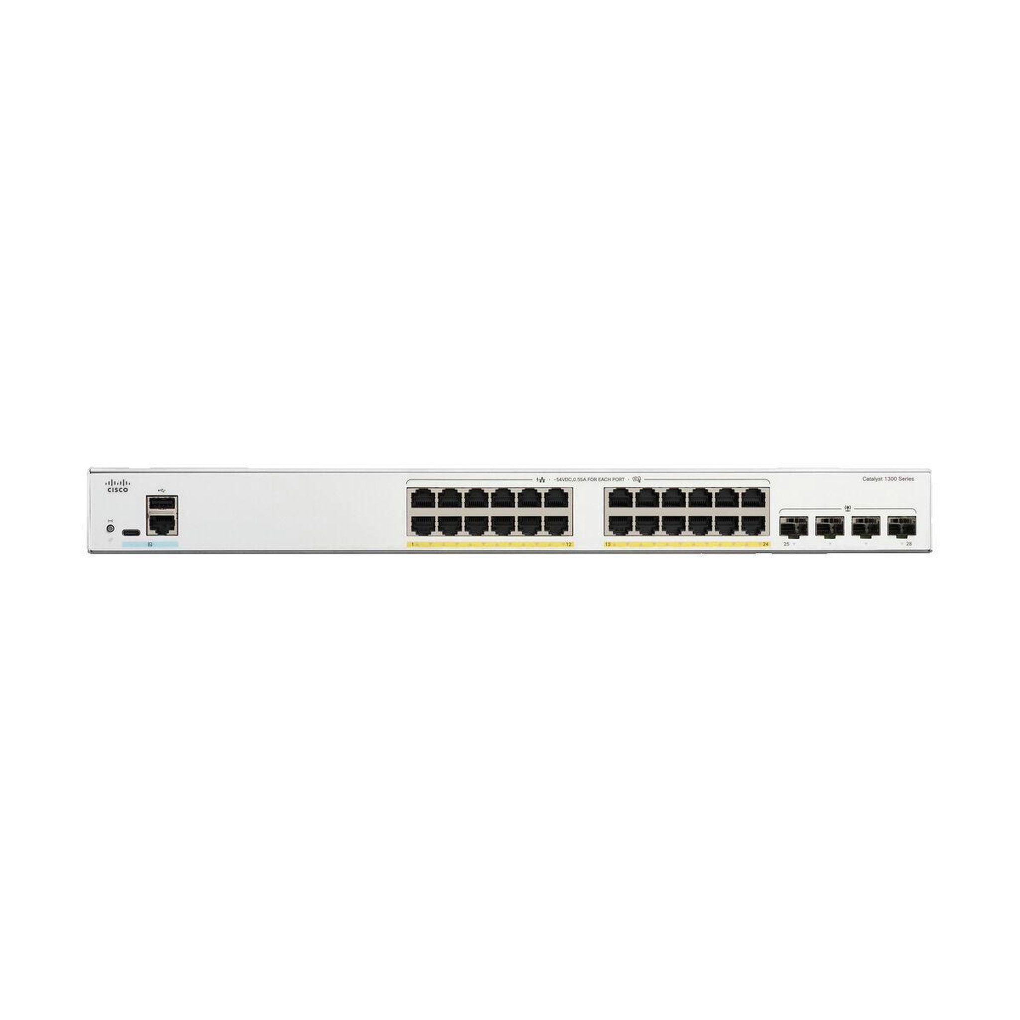 Voir la diapositive 2 : Cisco Commutateur réseau Cisco Catalyst 1300-24P-4G avec 24 ports Ethernet et 4 ports uplink SFP