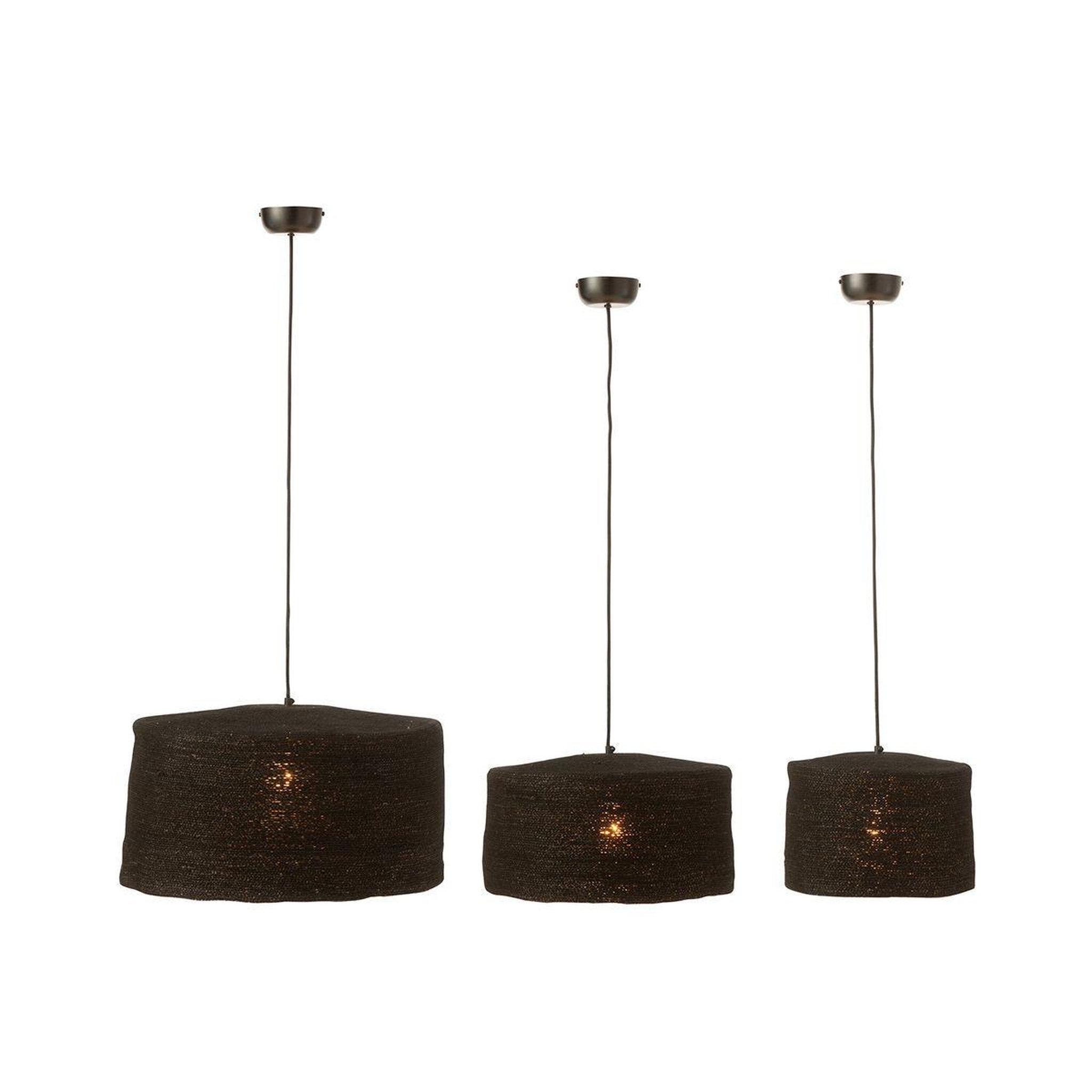 Voir la diapositive 2 : J-LINE Lot de 3 Lampes Suspension  Moonj  50cm Noir