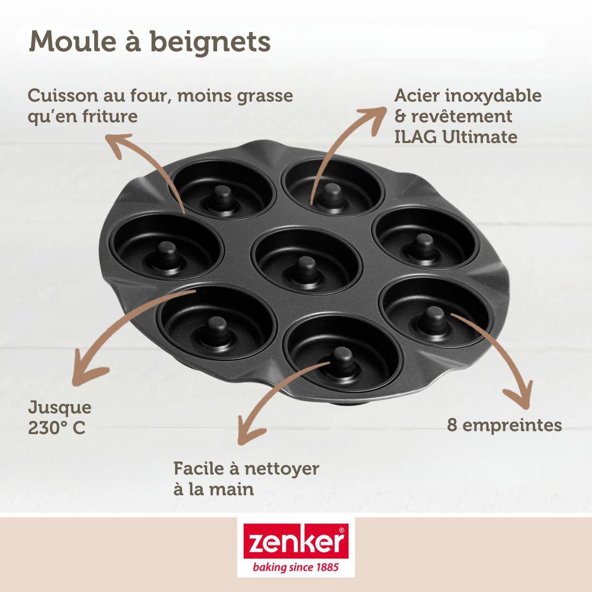 Voir la diapositive 4 : ZENKER Moule pour 8 beignets au four 33 zenker black metallic