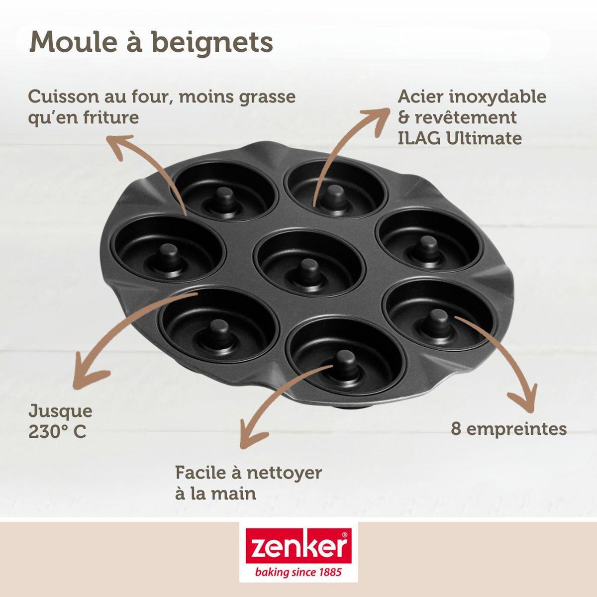 ZENKER Moule pour 8 beignets au four 33 Zenker Black Metallic
