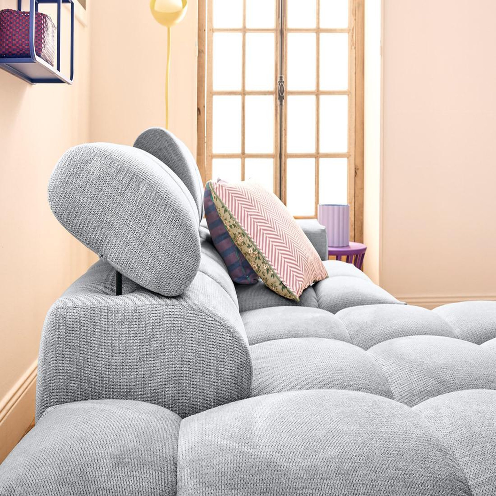 Voir la diapositive 3 : LISA DESIGN Matera - canapé d'angle gauche 4 places avec têtières réglables en tissu texturé