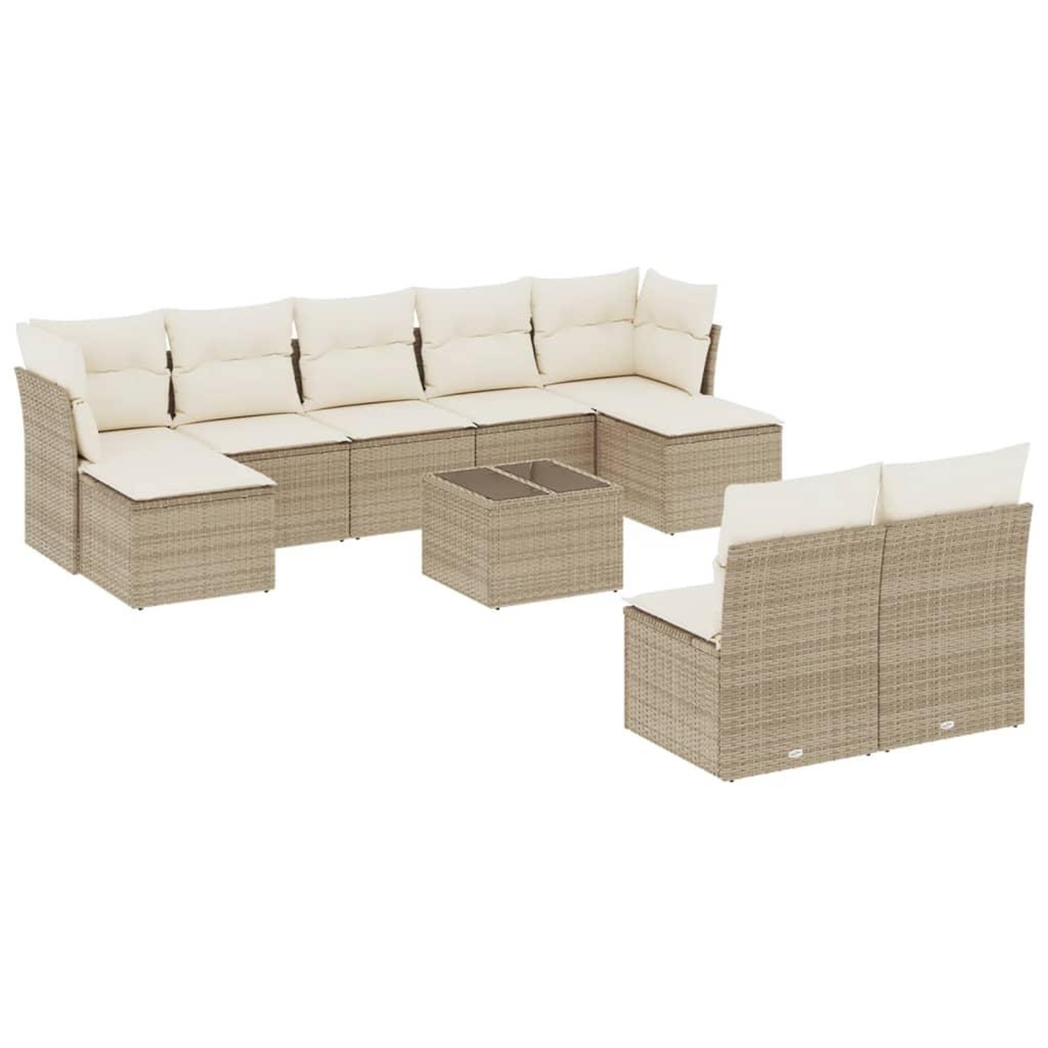 Voir la diapositive 2 : VIDAXL Salon de jardin avec coussins 10 pcs beige resine tressee