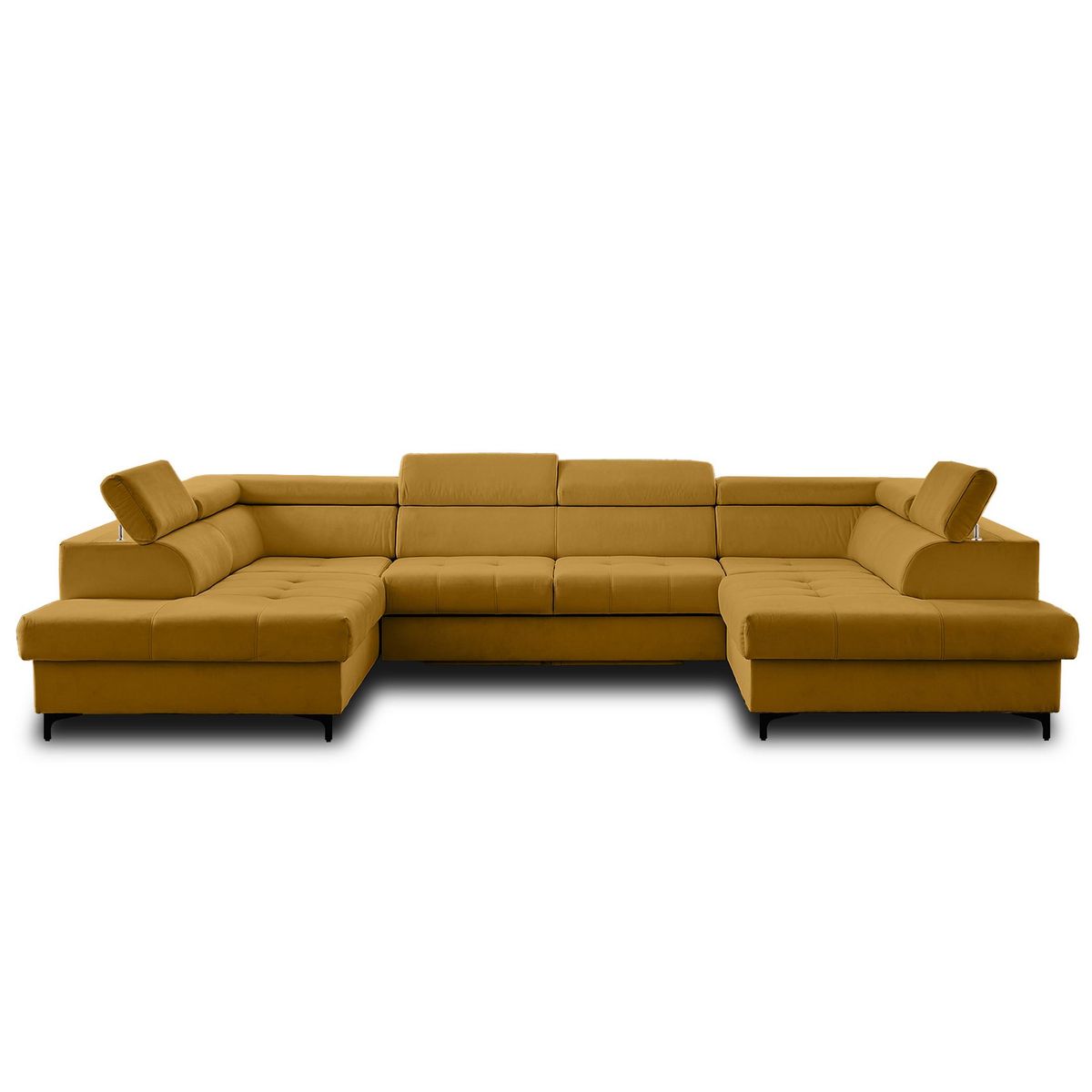 LISA DESIGN Merida - canapé panoramique en u - 7 places - convertible avec coffres et têtières réglables - en velours