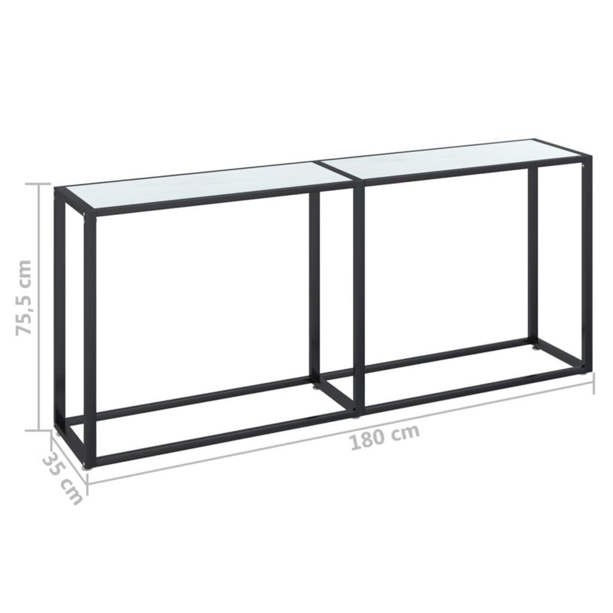 VIDAXL Table console Marbre blanc 180x35x75,5 cm Verre trempe