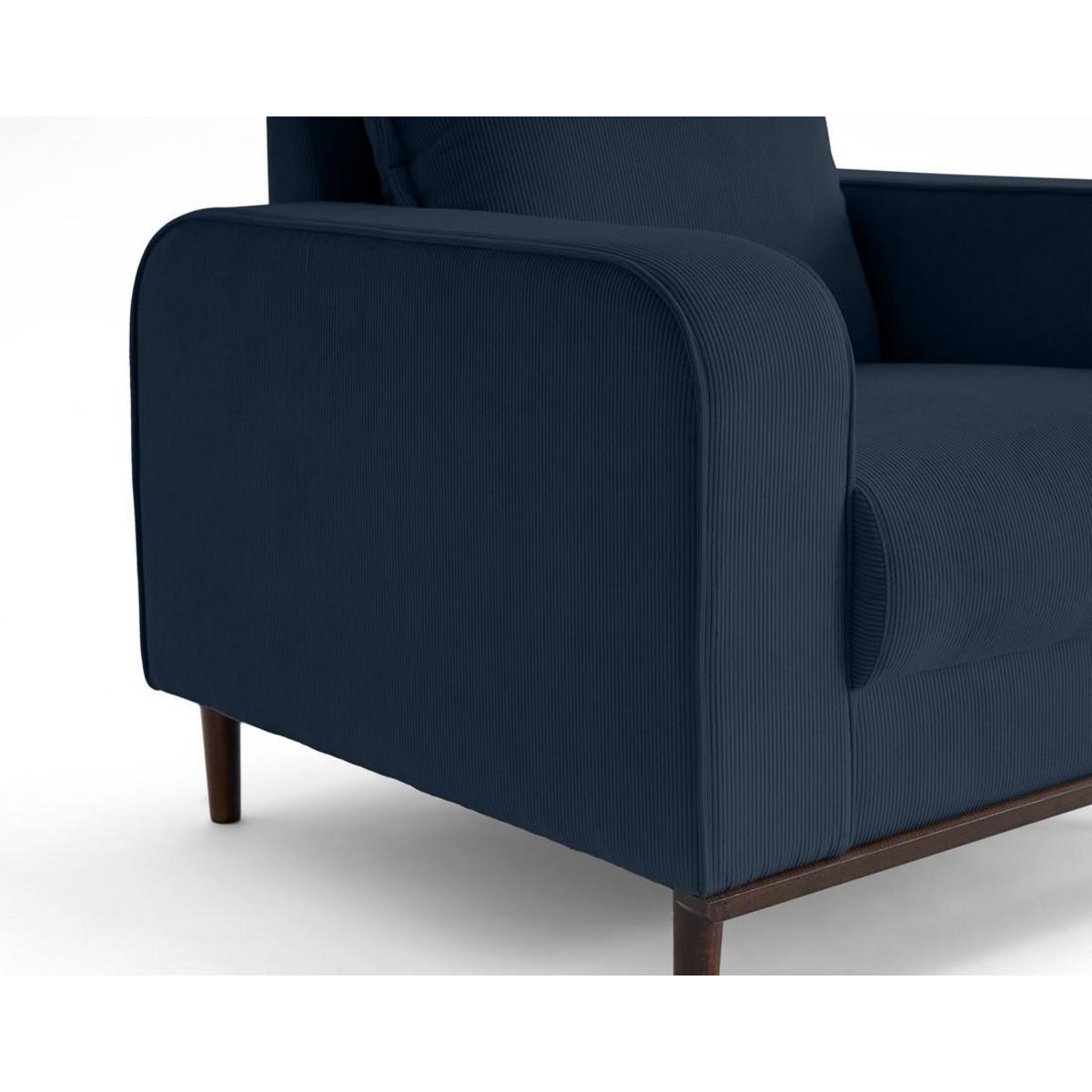 LISA DESIGN Albane - fauteuil en velours côtelé pieds bois foncé