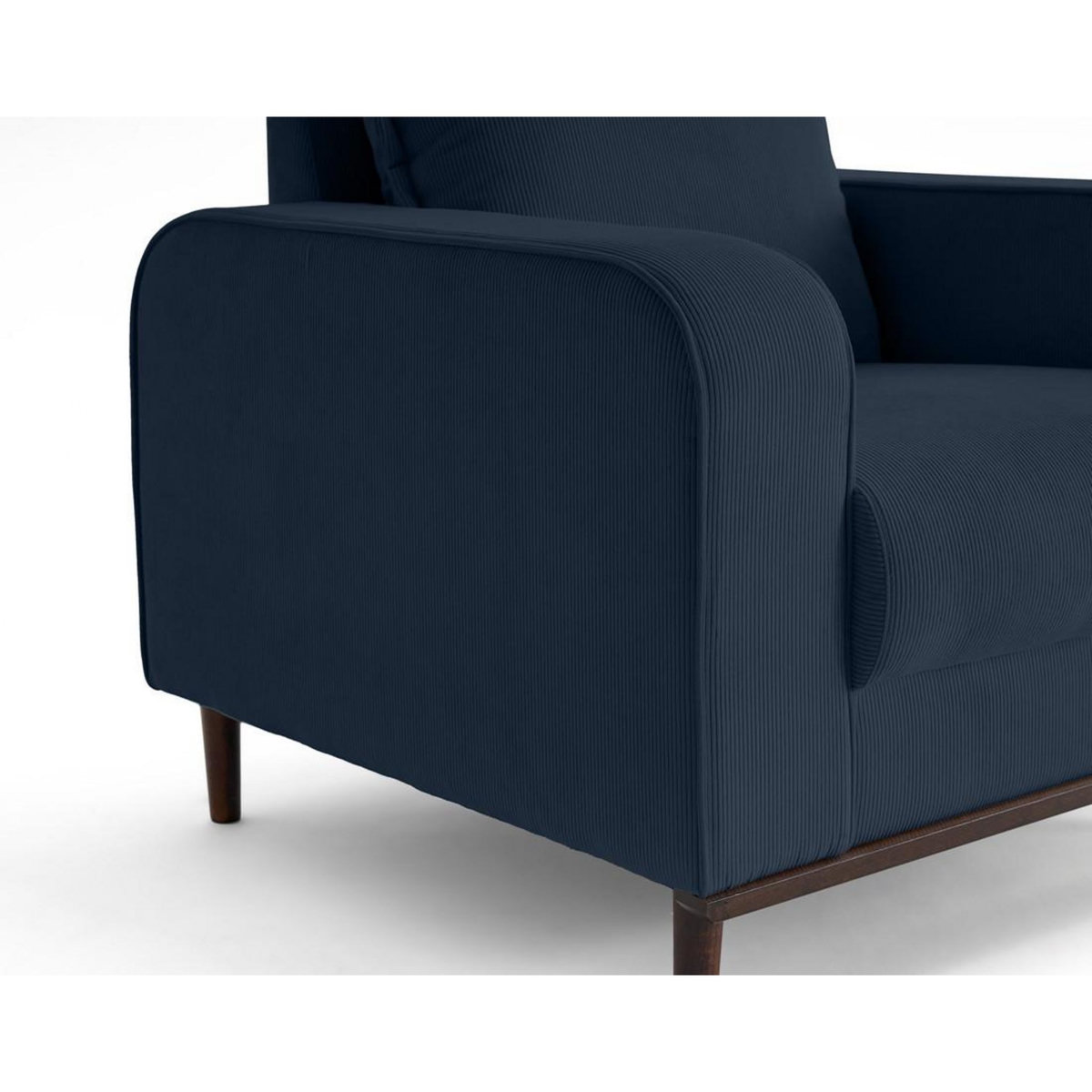 LISA DESIGN Albane - fauteuil en velours côtelé pieds bois foncé