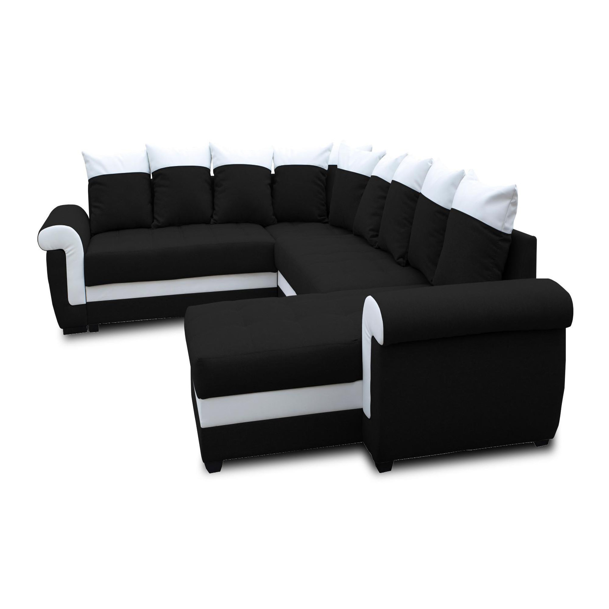 Voir la diapositive 4 : BEST MOBILIER Henry - canapé panoramique d'angle réversible - 7 places - convertible avec coffre - en tissu et pu