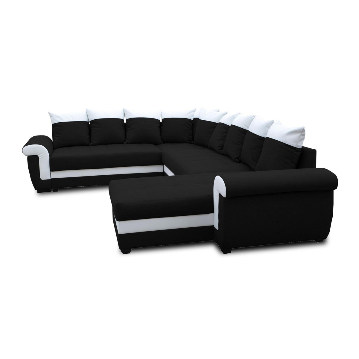 BEST MOBILIER Henry - canapé panoramique d'angle réversible - 7 places - convertible avec coffre - en tissu et pu