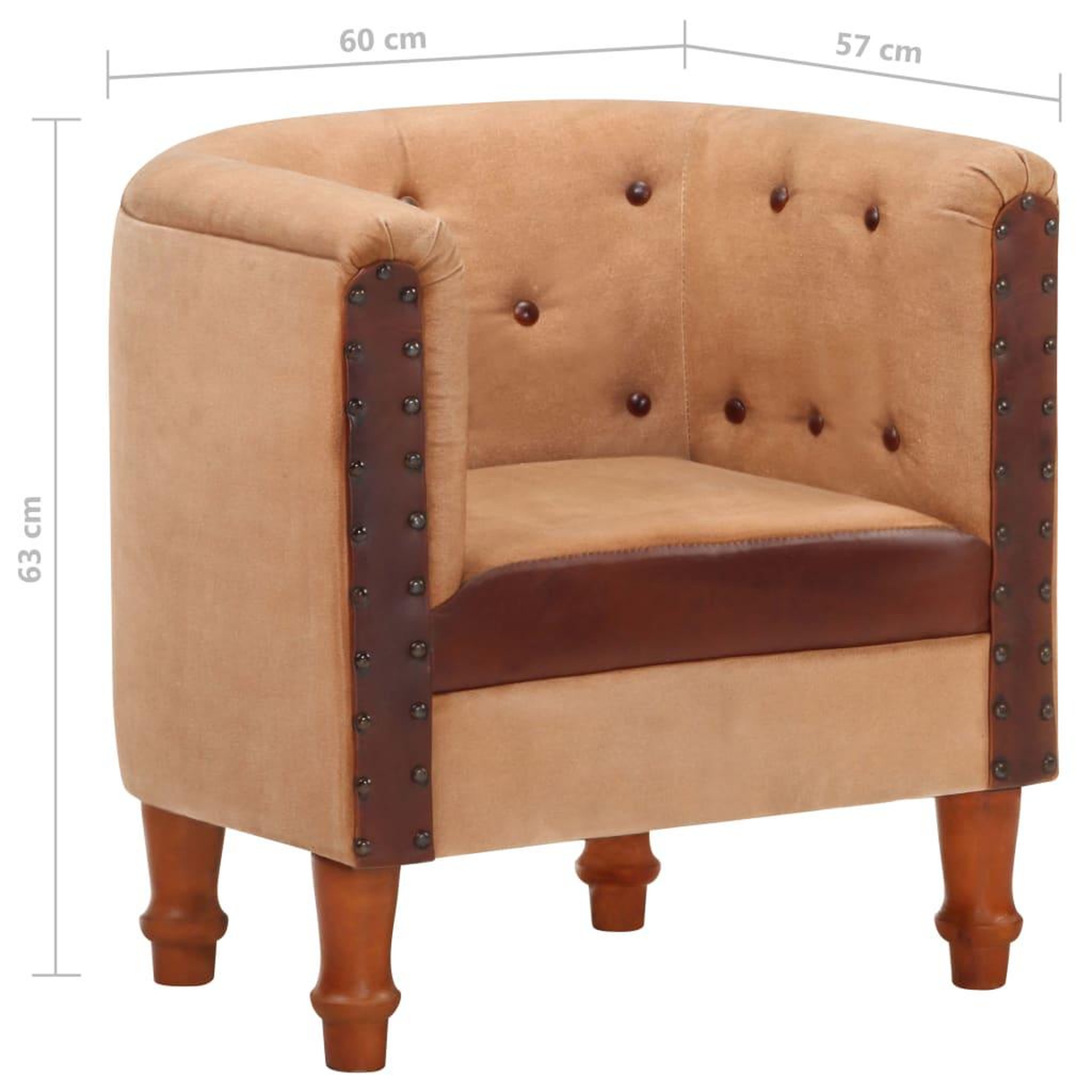 Voir la diapositive 6 : VIDAXL Chaise cabriolet marron cuir veritable bois de manguier massif