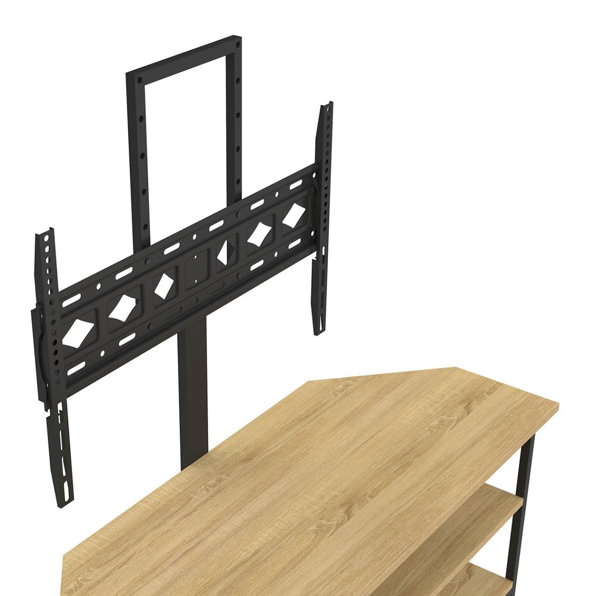 ID MARKET Meuble TV 100 cm d'angle DETROIT avec étagères et support TV réglable de 32 à 70 pouces design industriel