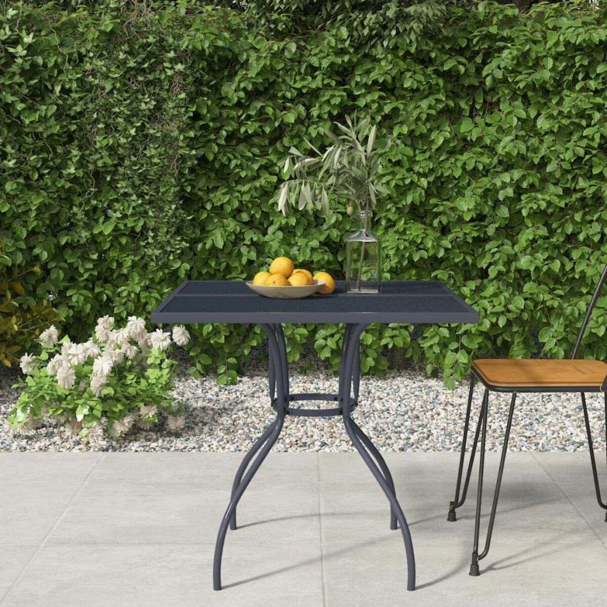 VIDAXL Table de jardin anthracite 80x80x72,5 cm Treillis d'acier