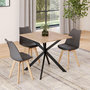 Voir la diapositive 4 : ID MARKET Table à manger extensible carrée ALIX 4-6 personnes pied araignée bois et noir 80-120 cm