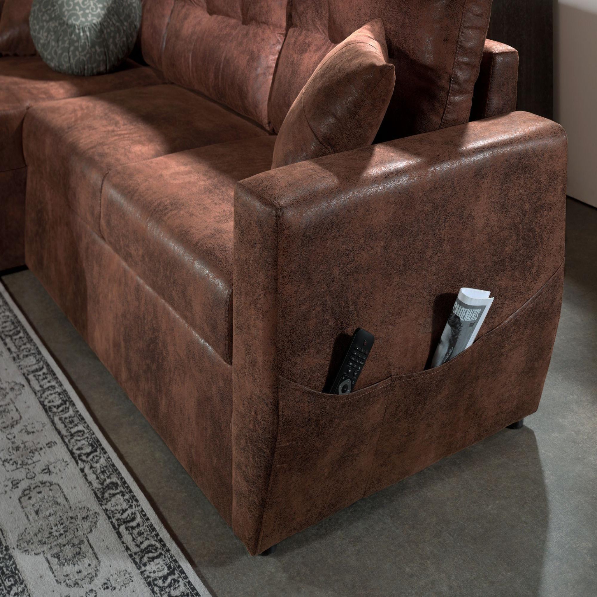 Voir la diapositive 5 : BEST MOBILIER Astoria - canapé d'angle réversible - convertible avec coffre - style industriel - 4 places