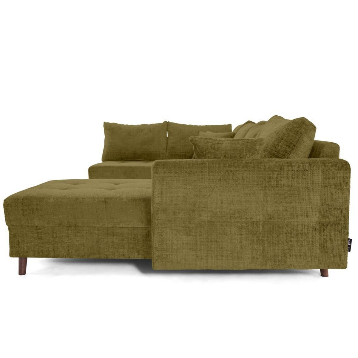 LISA DESIGN Rune - canapé panoramique d'angle gauche 7 places en velours texturé