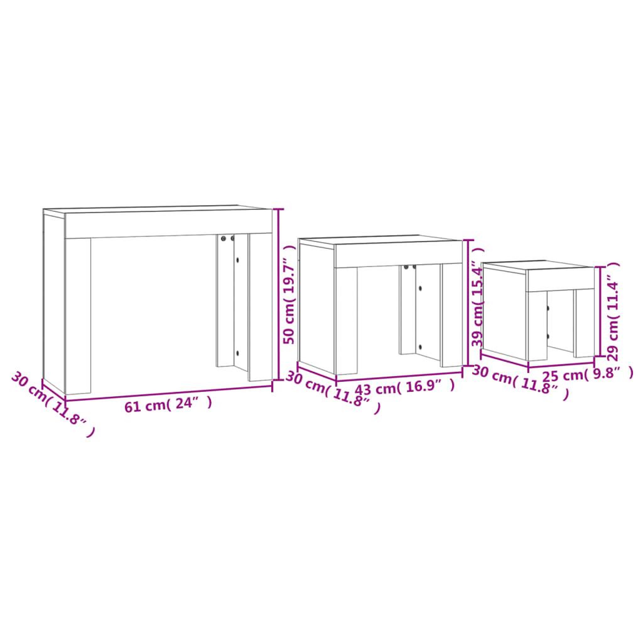 Voir la diapositive 6 : VIDAXL Tables basses gigognes 3 pcs chene sonoma bois d'ingenierie