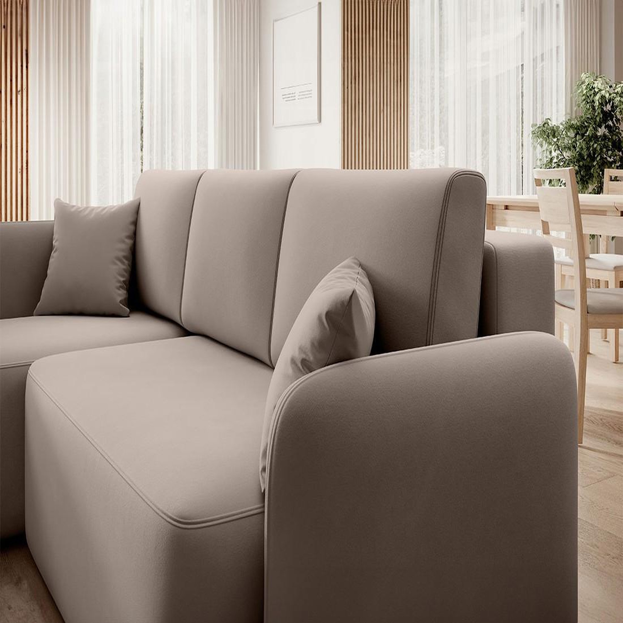 Voir la diapositive 5 : BEST MOBILIER Suzie - canapé d'angle gauche 4 places convertible avec coffre en velours