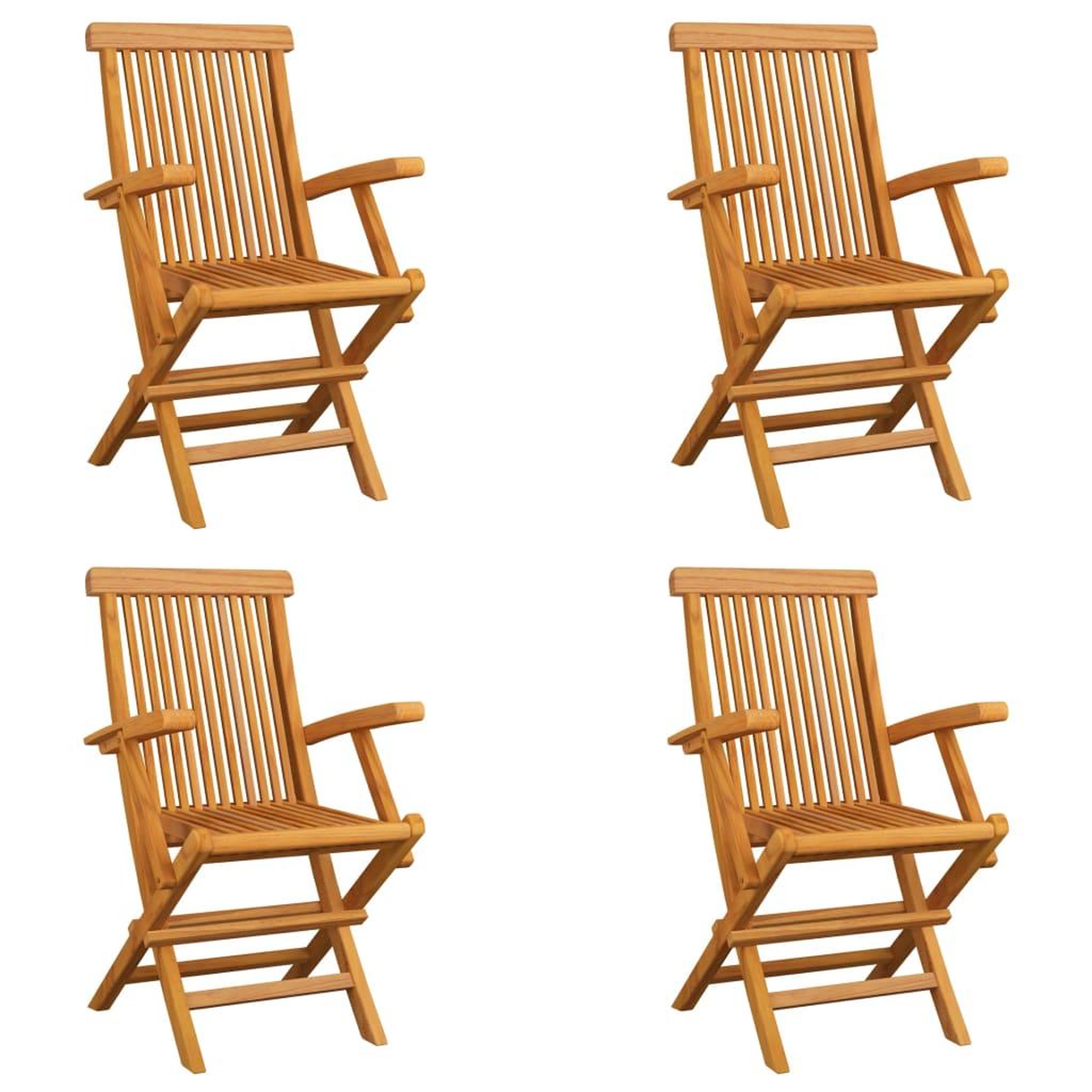 Voir la diapositive 1 : VIDAXL Chaises pliables de jardin lot de 4 Bois de teck solide