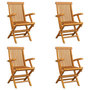 Voir la diapositive 1 : VIDAXL Chaises pliables de jardin lot de 4 Bois de teck solide