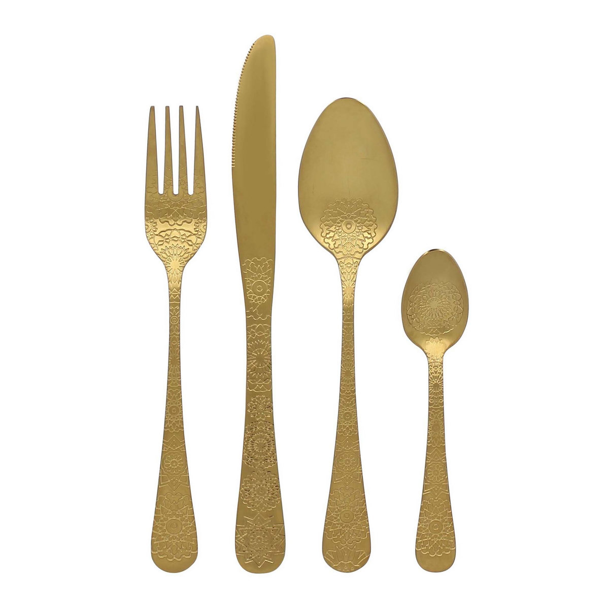 Ménagère 16 pièces inox couleur doré 