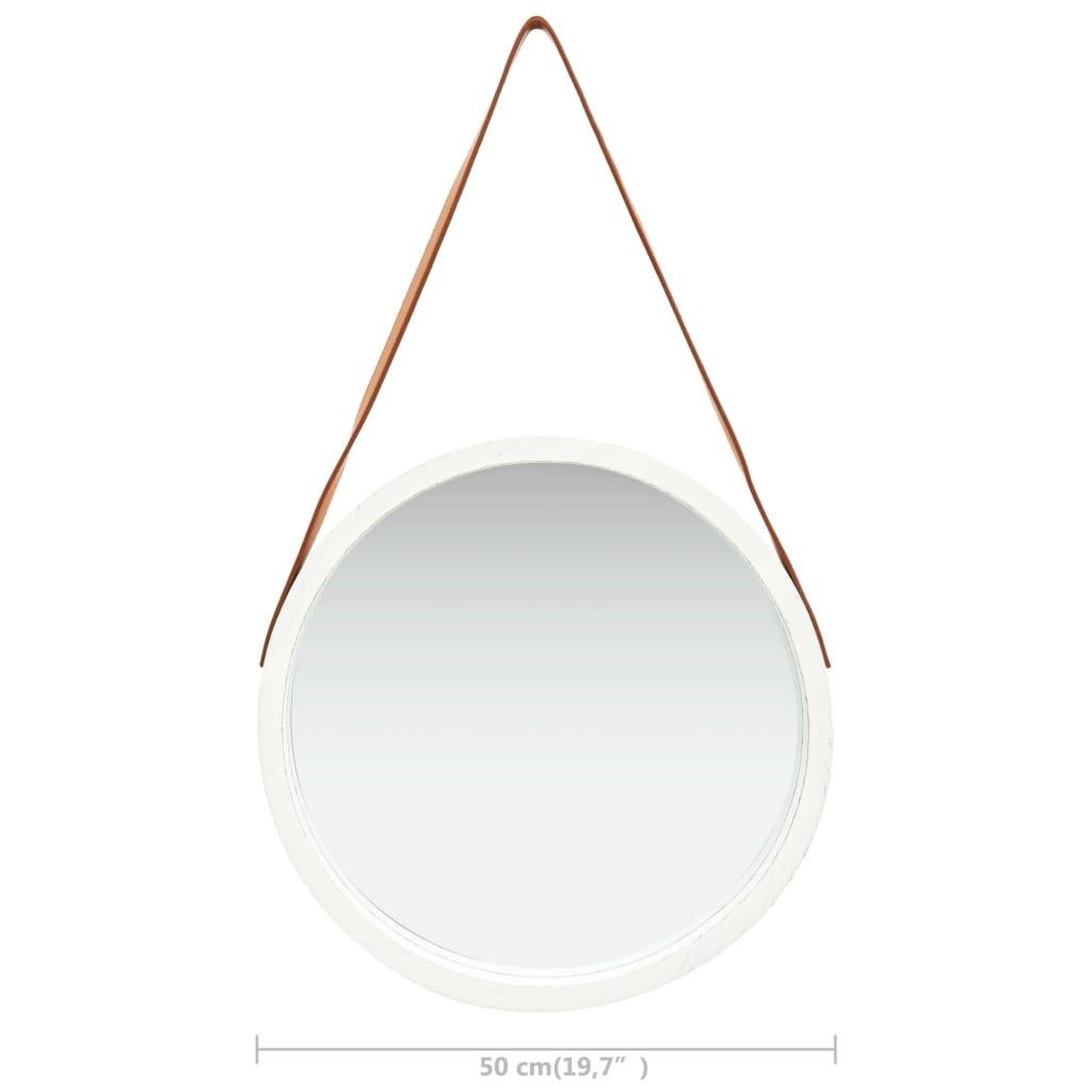Voir la diapositive 6 : VIDAXL Miroir mural avec sangle 50 cm Blanc