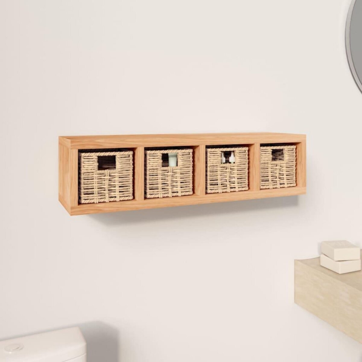 VIDAXL Etagere murale avec paniers 62x18x16 cm Bois massif de noyer