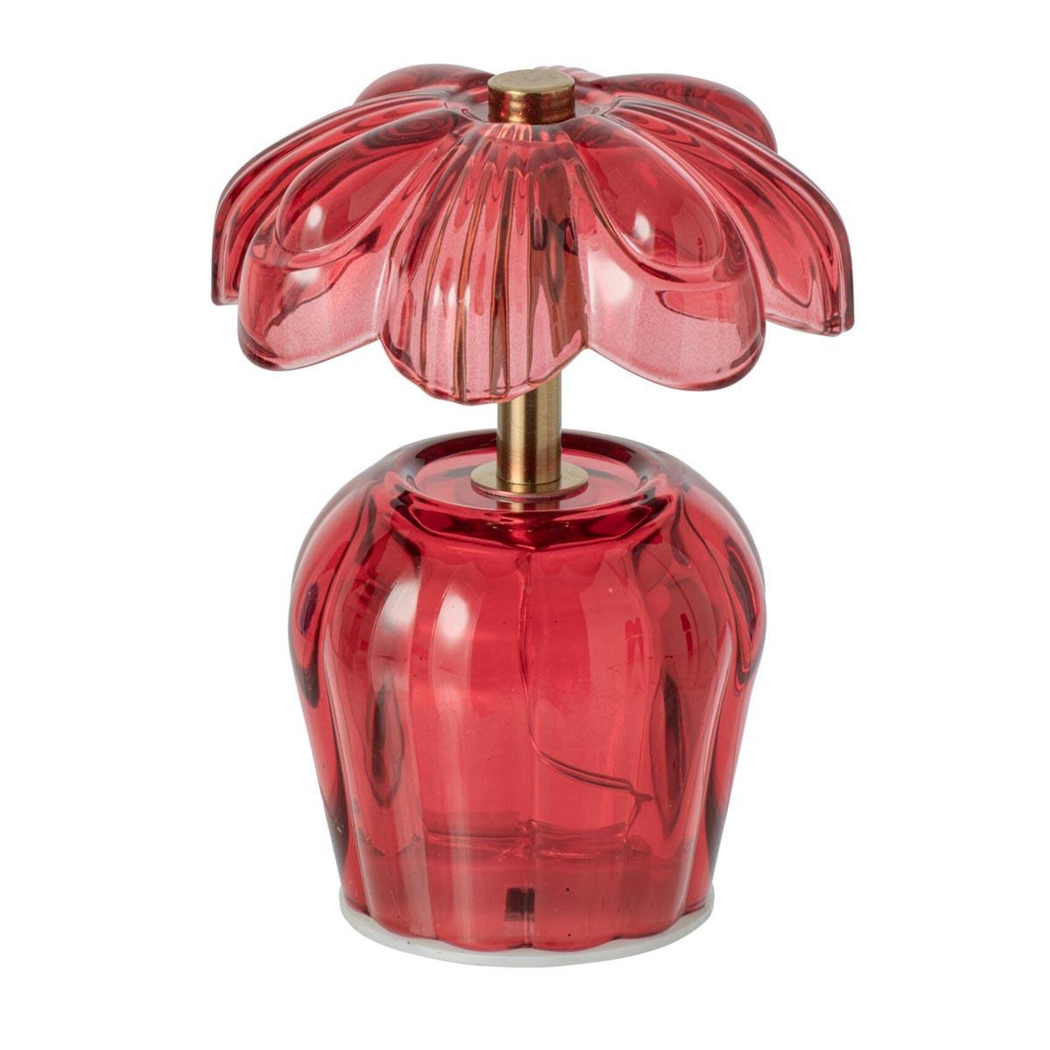 J-LINE Lampe à Poser LED Fleur  Ambre  14cm Rouge