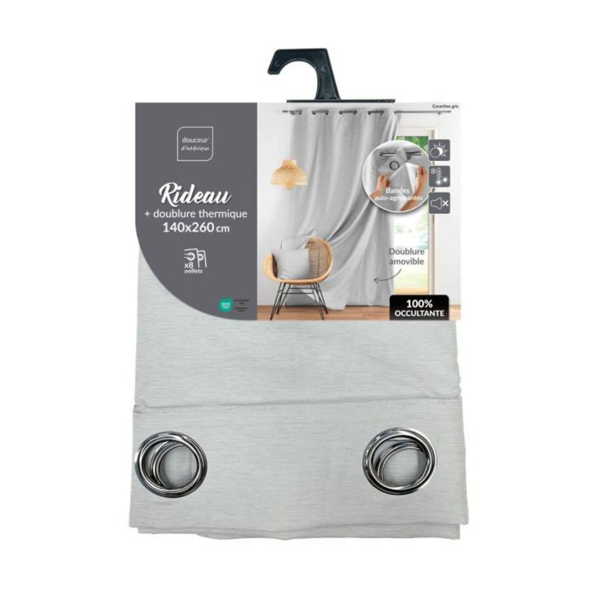 Paris Prix Rideau Occultant Thermique  Coverline  140x260cm Gris
