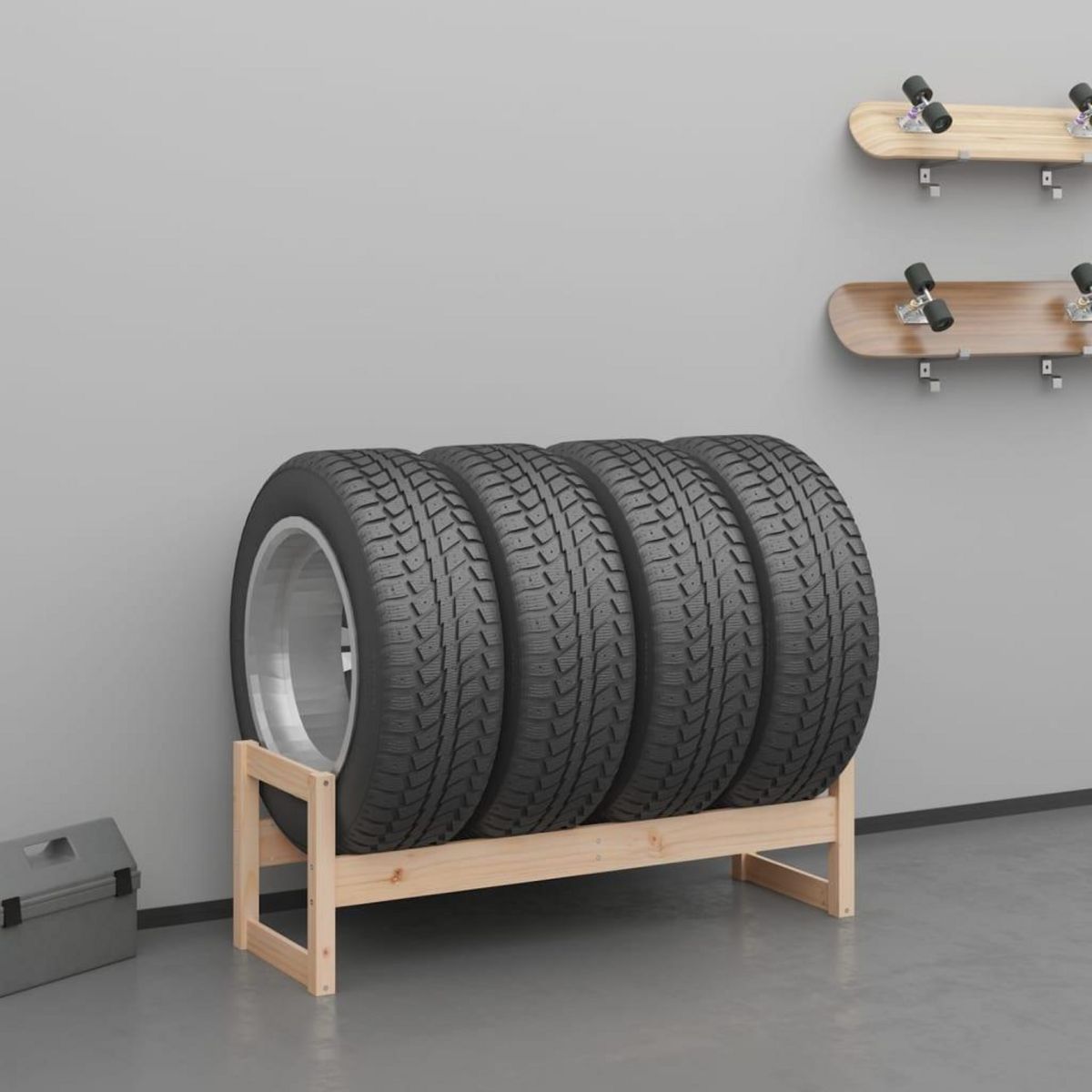 VIDAXL Porte-pneus 120x40x40 cm Bois de pin massif