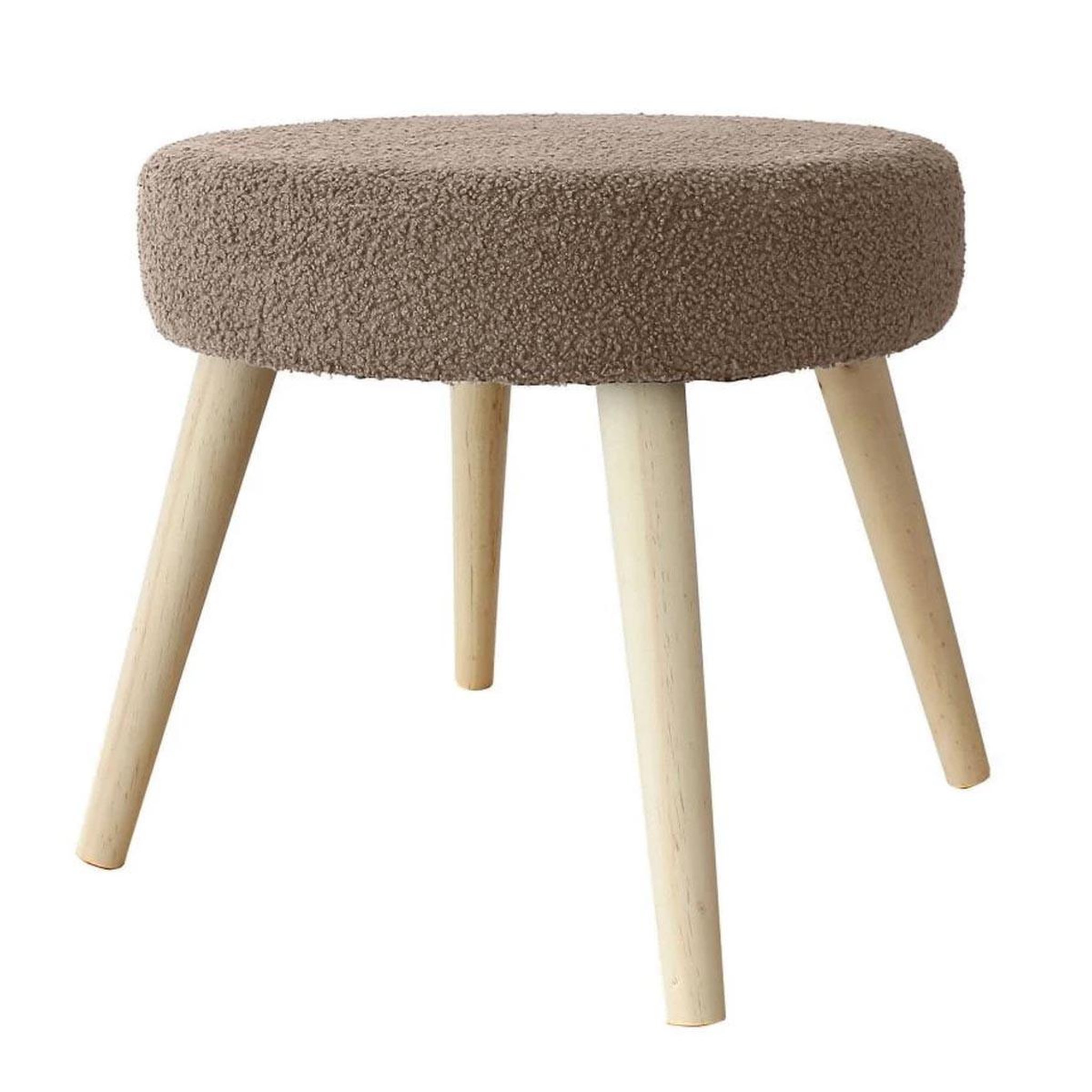 ENJOY HOME Tabouret rond en tissu bouclé  lodge  45cm taupe