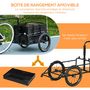 Voir la diapositive 4 : HOMCOM Remorque vélo cargo - coffre pliable amovible 65L - réflecteurs, drapeau - pneus 16'' acier PP noir