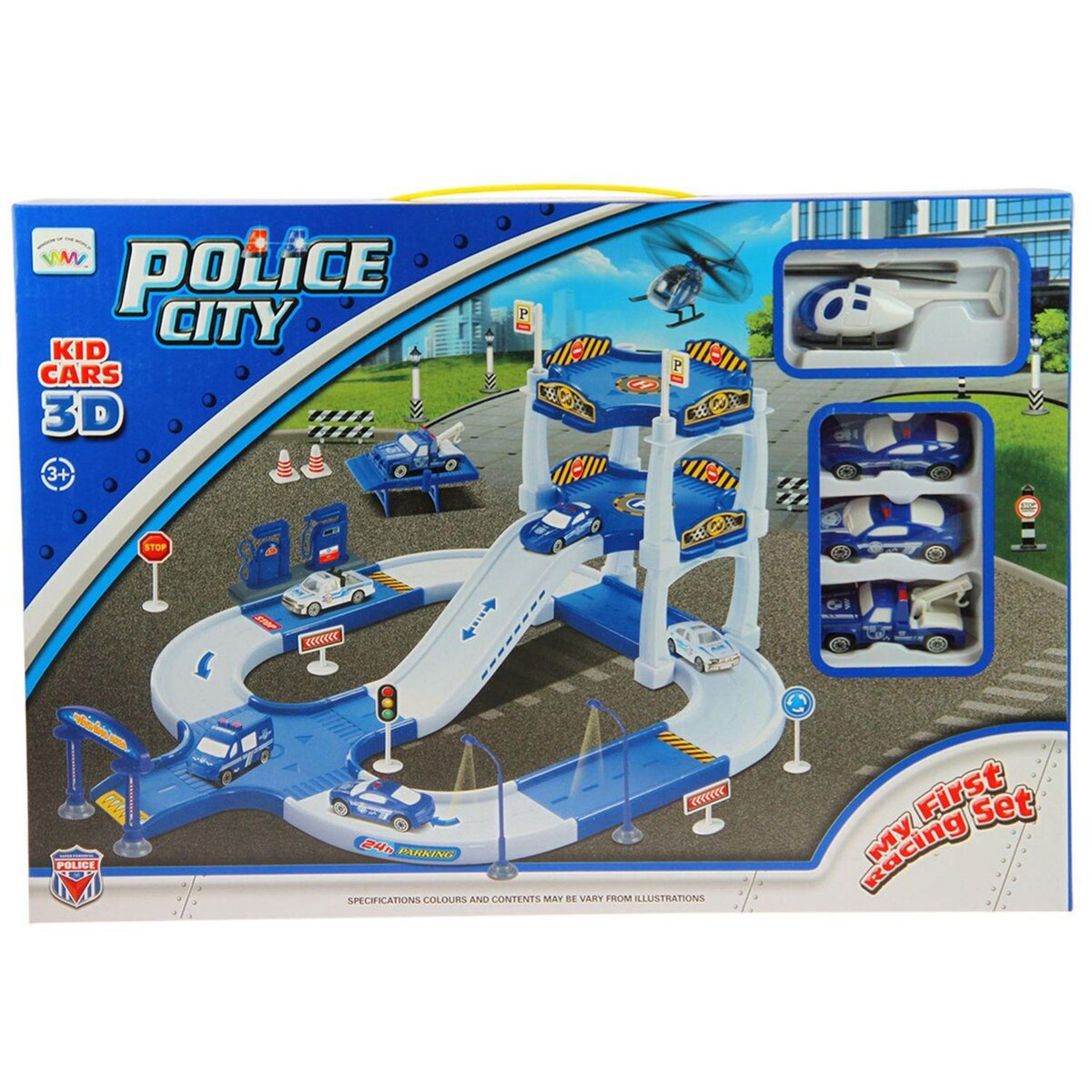 Imagin Jouet Commissariat de police avec voitures et hélicoptère - Bleu