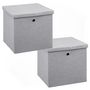 Voir la diapositive 1 : FIVE Lot de 2 boites de rangement en tissu avec couvercle - 31x31x31cm - Gris